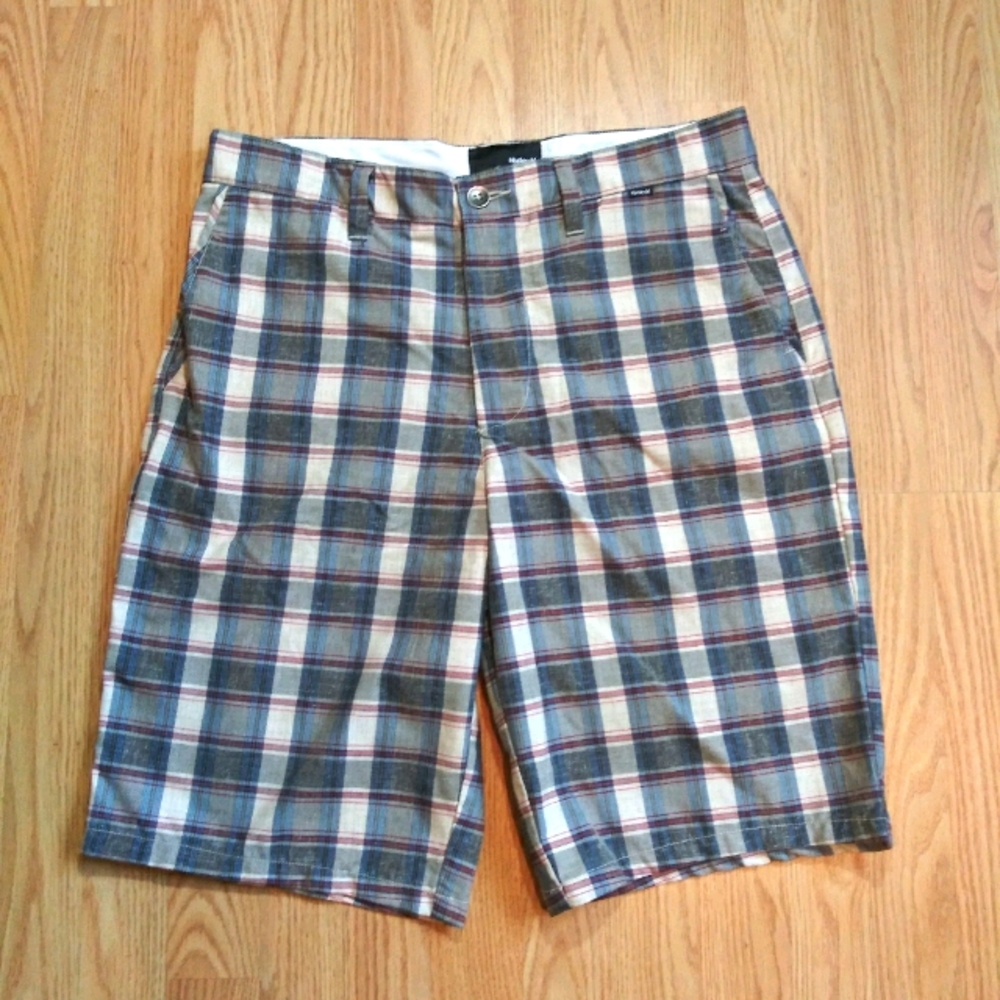 Hurley Plaid Shorts Gray & Cream EUC - Picture 1 of 6